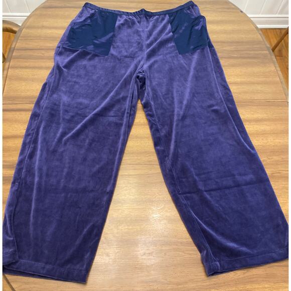 Cherokee Pants - NWT Cherokee Wide Leg Lounge Pants Velour Blue Violet Silky Pockets‎ XXL Cozy